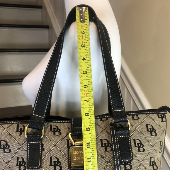 Vintage DOONEY BOURKE Monogram Black Tumbled Leather Two Top Handle Shoulder Bag - Picture 13 of 16